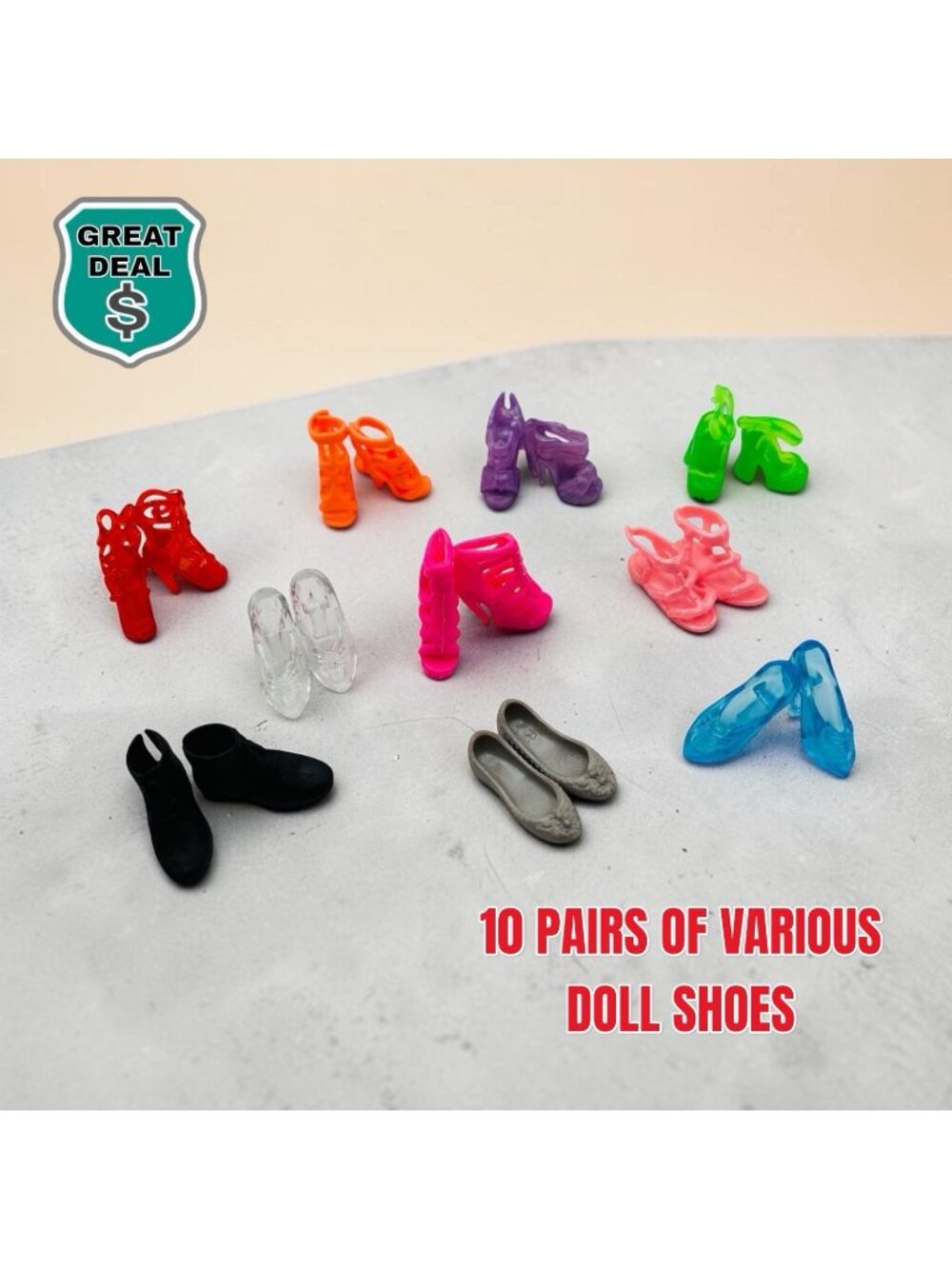 10 Pairs of Mix Lot Fashion Doll Shoes. Some Barbie, & Disney. RARE Doll Shoes!